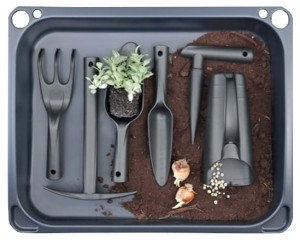 ZESTAW NARZĘDZI OGRODNICZYCH + TACA DO SADZENIA