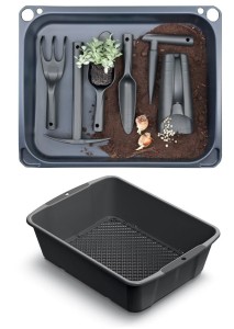 ZESTAW NARZĘDZI OGRODOWYCH + TACA + SITKO