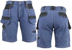 SPODENKI ROBOCZE JEANS KRÓTKIE SPODNIE MONTERSKIE