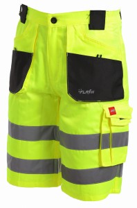 SPODENKI ROBOCZE ODBLASKOWE KRÓTKIE SPODNIE OSTRZEGAWCZE FLASH