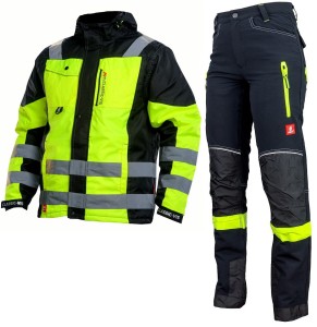 Komplet roboczy ocieplany odblaskowy kurtka + spodnie softshell