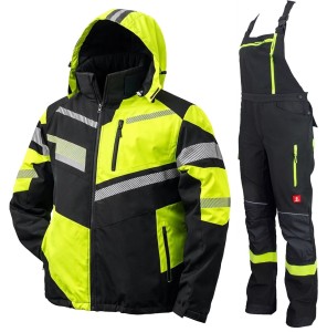 Komplet roboczy ocieplany odblaskowy kurtka 970 + spodnie ogrodniczki softshell